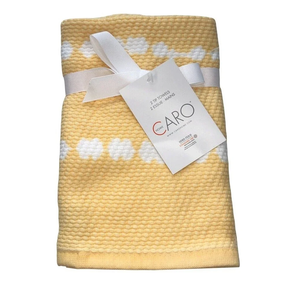 Caro Home Yellow Fingertip Towels Summer Bathroom Easter Spring Set of 2